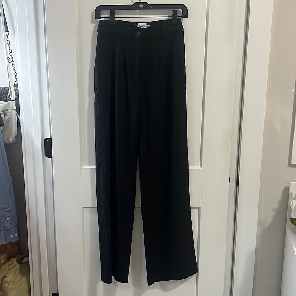 princess polly black wide leg trousers